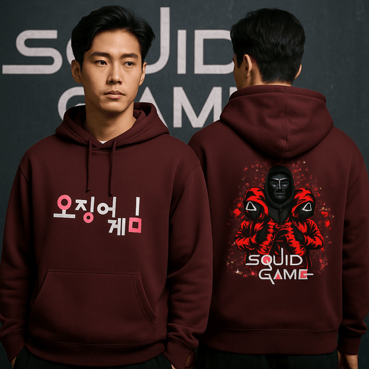Squid Game Premium Oversize Hoodie – Dual Side Print (Korean Text + Cast Artwork) - lusix